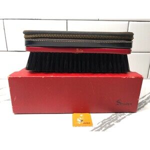 Antique Sheldon Show Brush, Red with Zippered Compartment